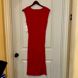 XS Halston red midi dress NWT
